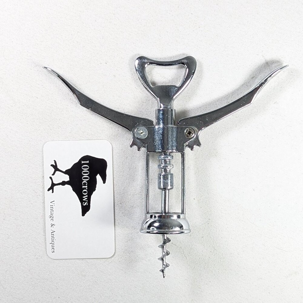 Vintage Italian classic lift-arm wine bottle opener, silver toned metal